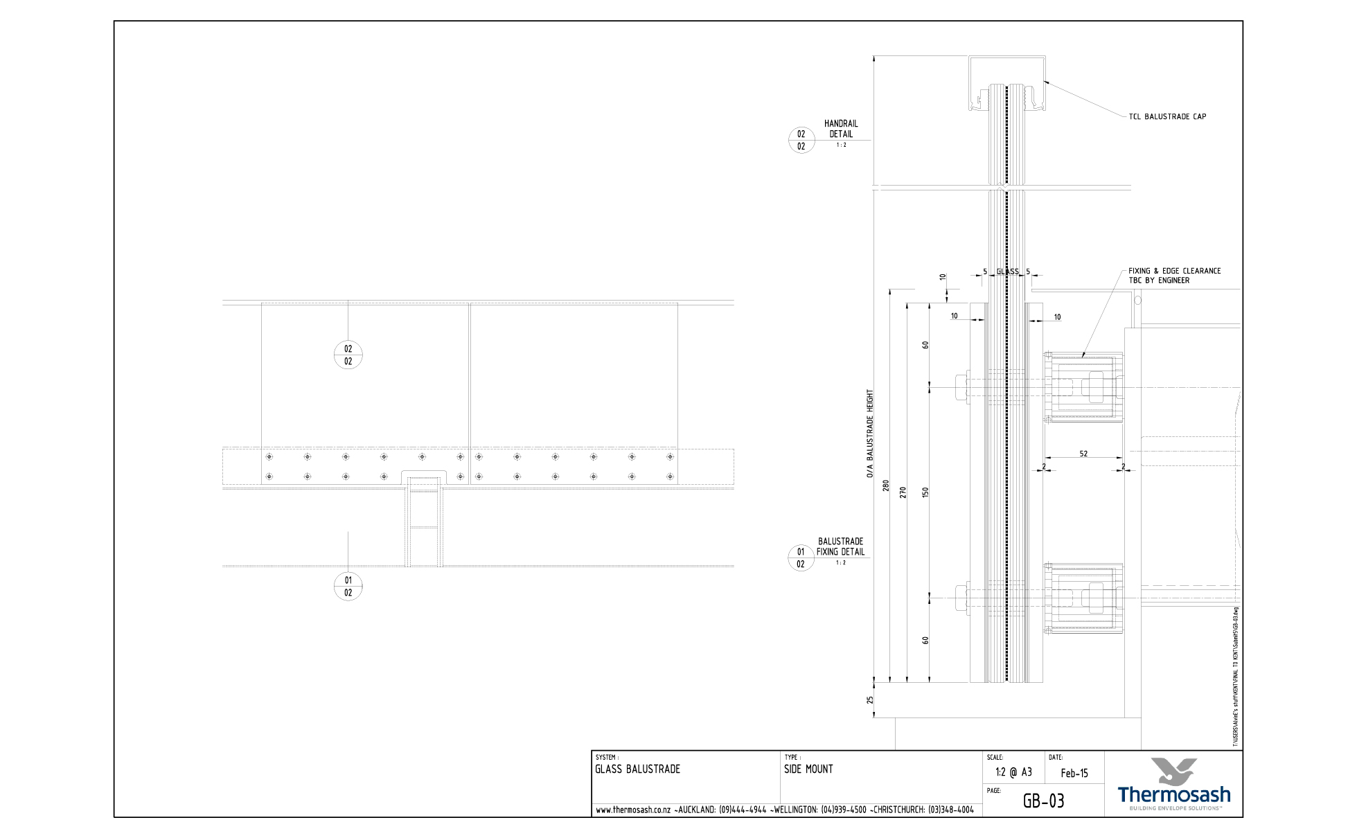 CAD Download - Glass Balustrade Side Mount