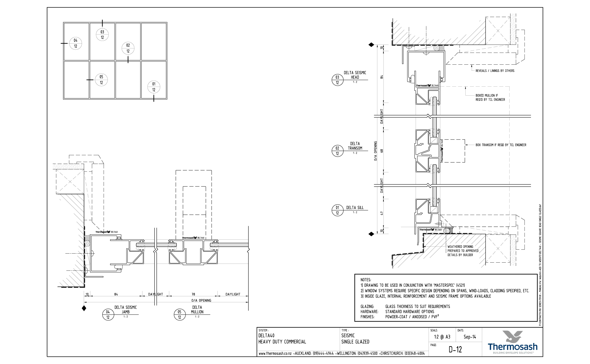 CAD Download - Delta 40 Commercial - Seismic Square Bead Single Glazed