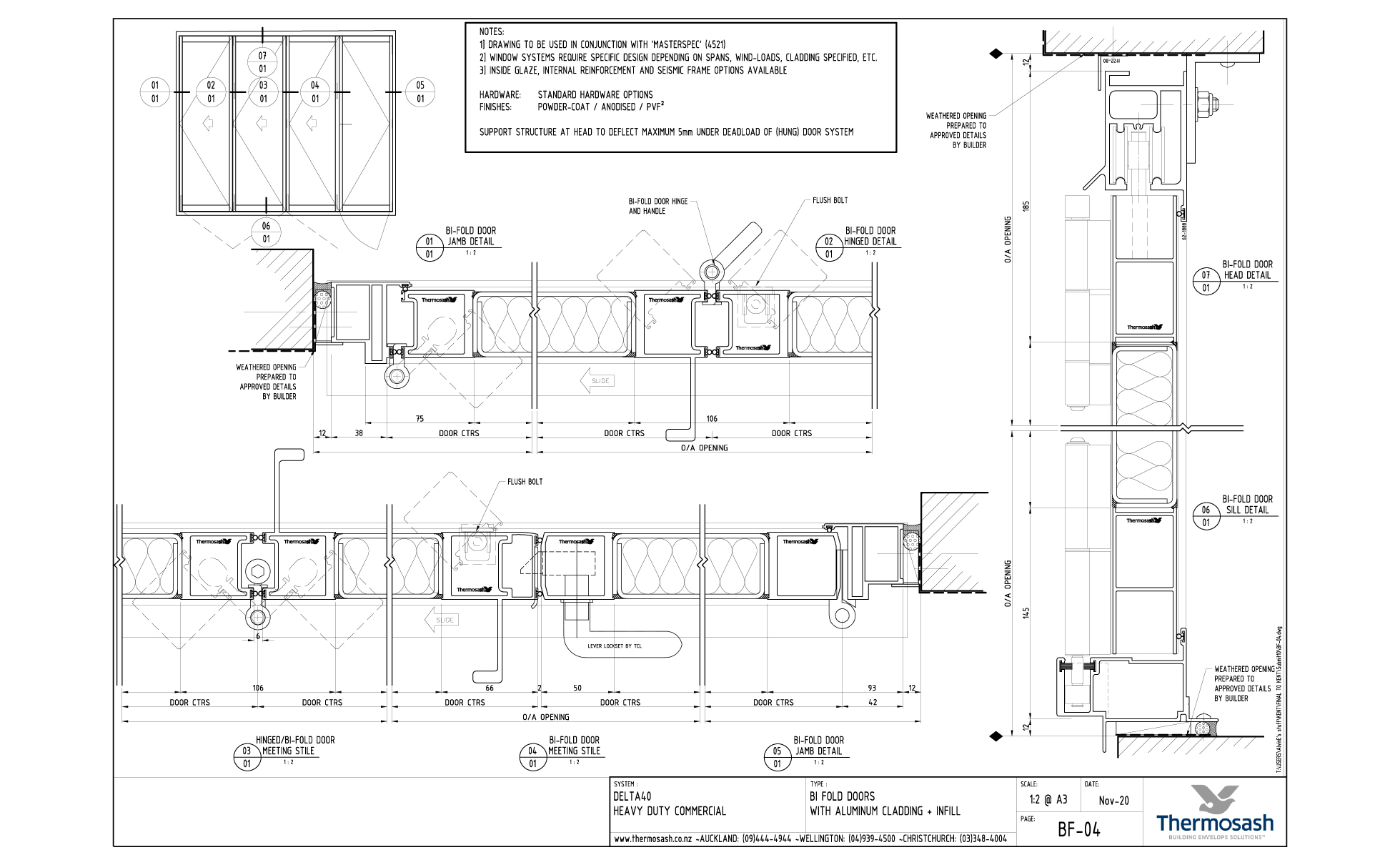 CAD Download - Delta 40 Commercial - Bi Fold Doors with Aluminium Cladding + Infill