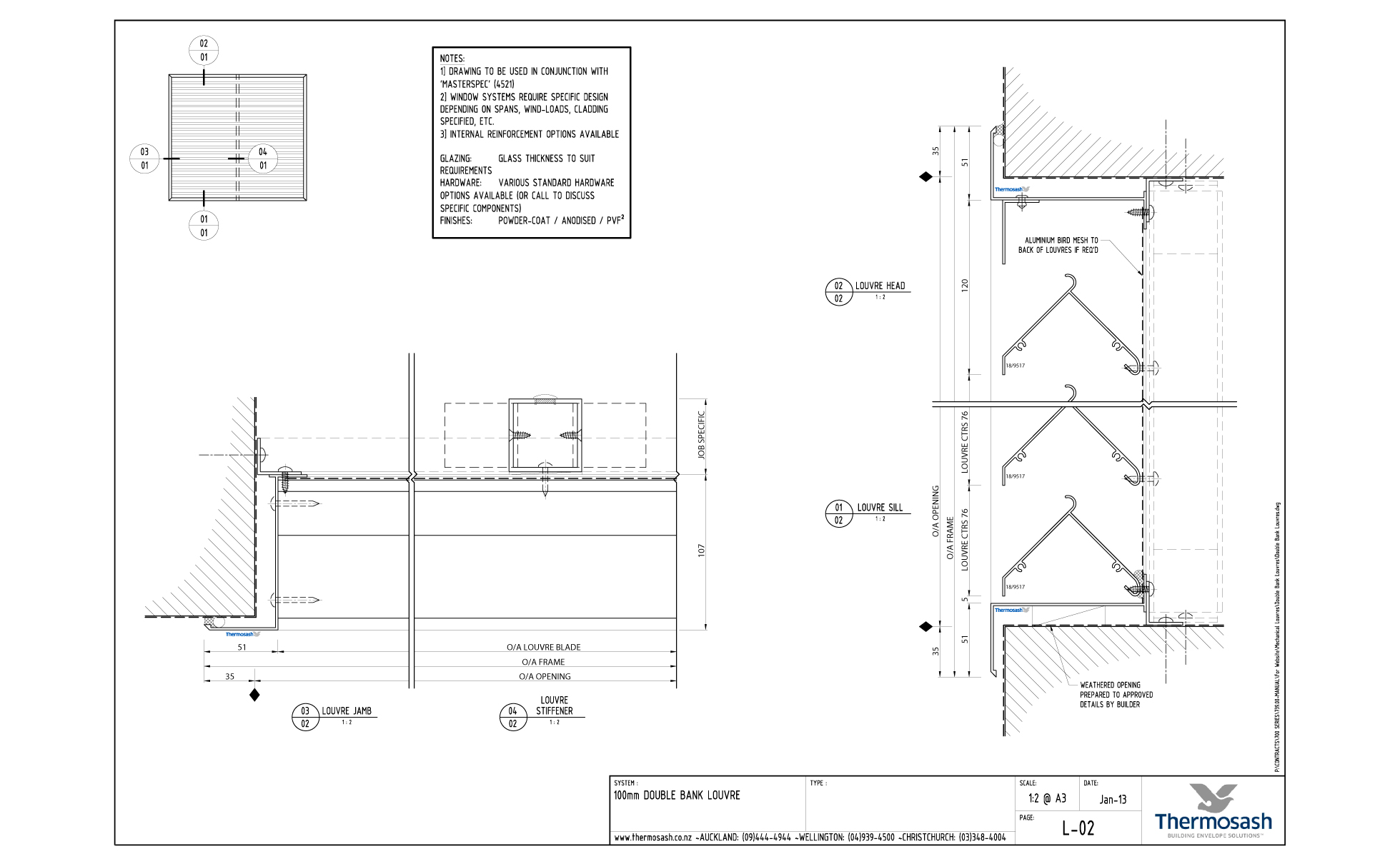 CAD Download - Thermosash 100mm Double Bank Louvre