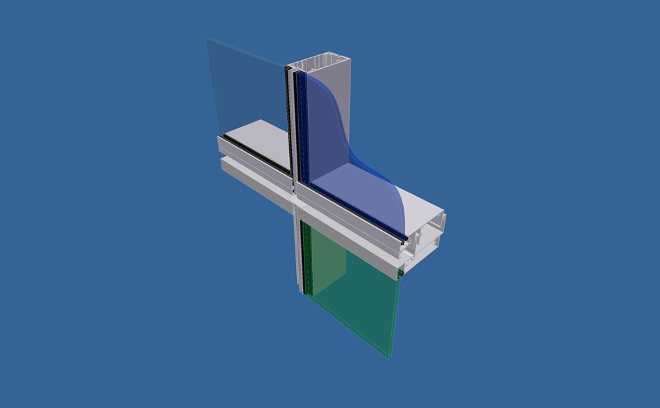 PW600 - two sided structurally glazed curtainwall with horizontally expressed transoms