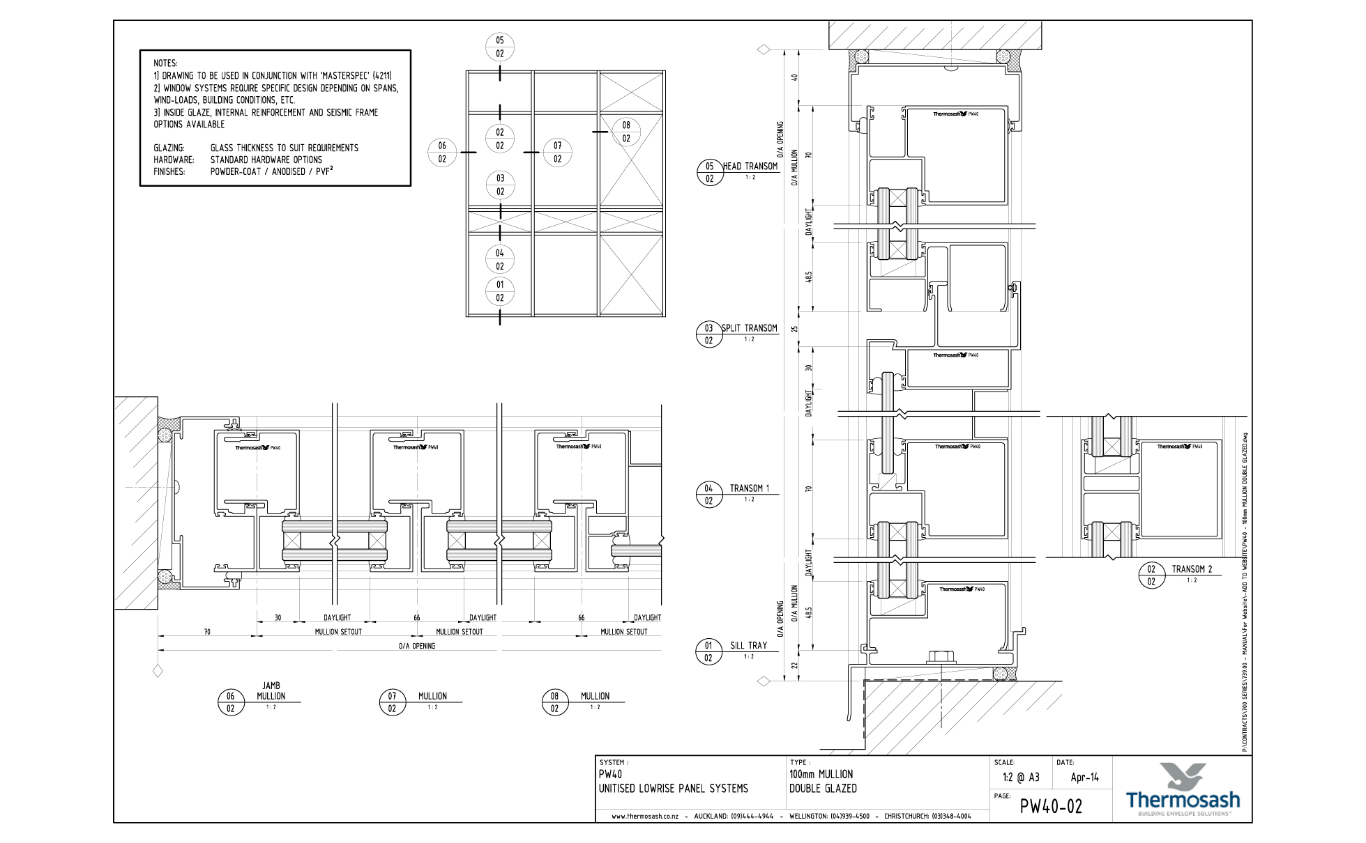 CAD Download - PW40 - 100mm Mullion Double Glazed