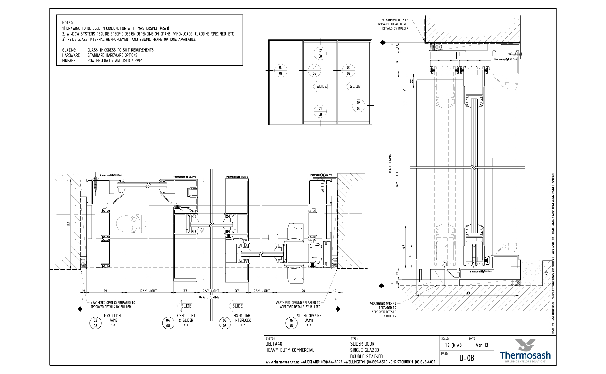 CAD Download - Delta 40 Commercial - Slider Single Glazed Double Stacked