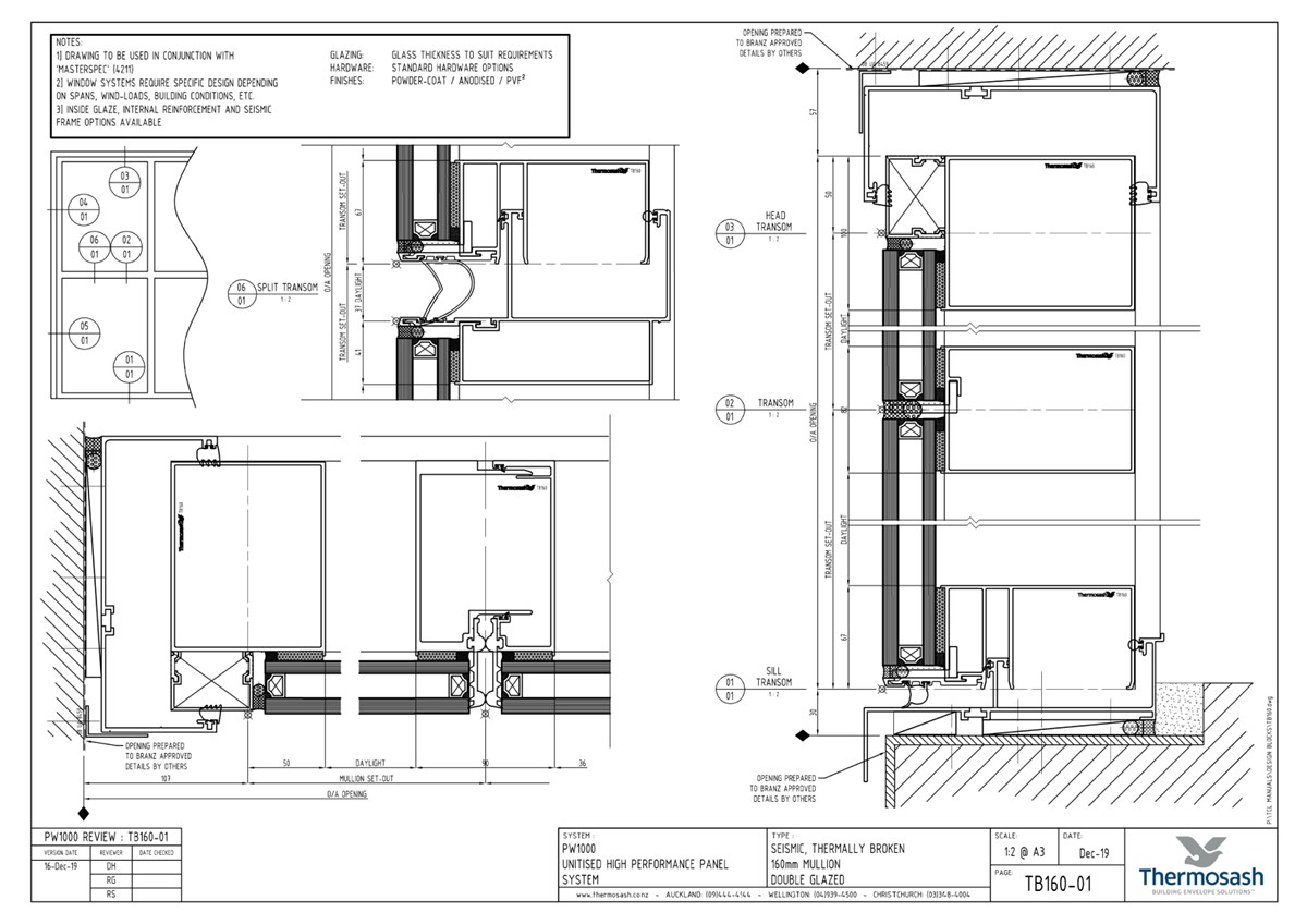 CAD Download - TB160 - PW1000 160mm Mullion Seismic Thermally Broken Double Glazed
