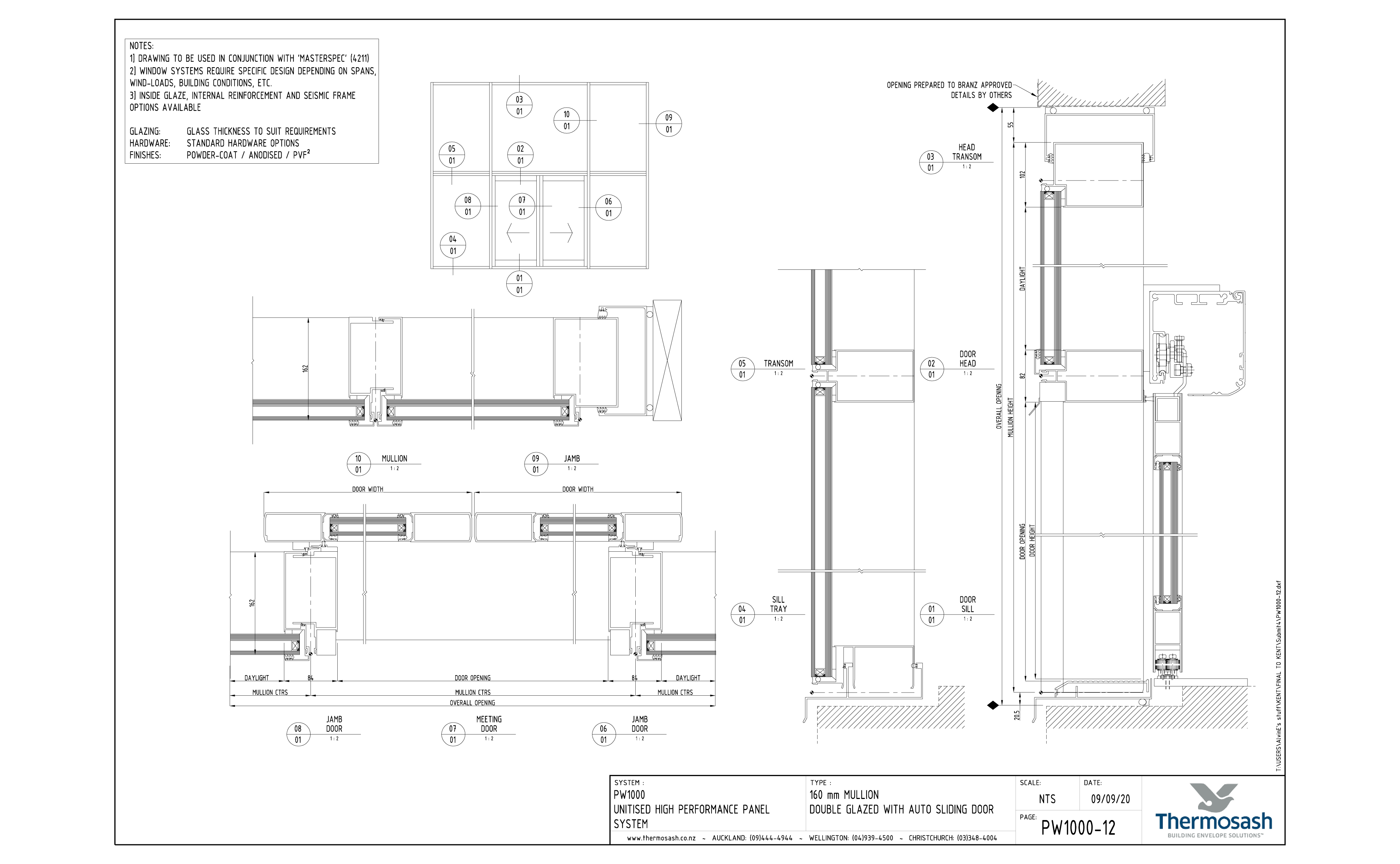 CAD Download - Auto Sliding Door - PW1000 160mm Mullion Double Glazed