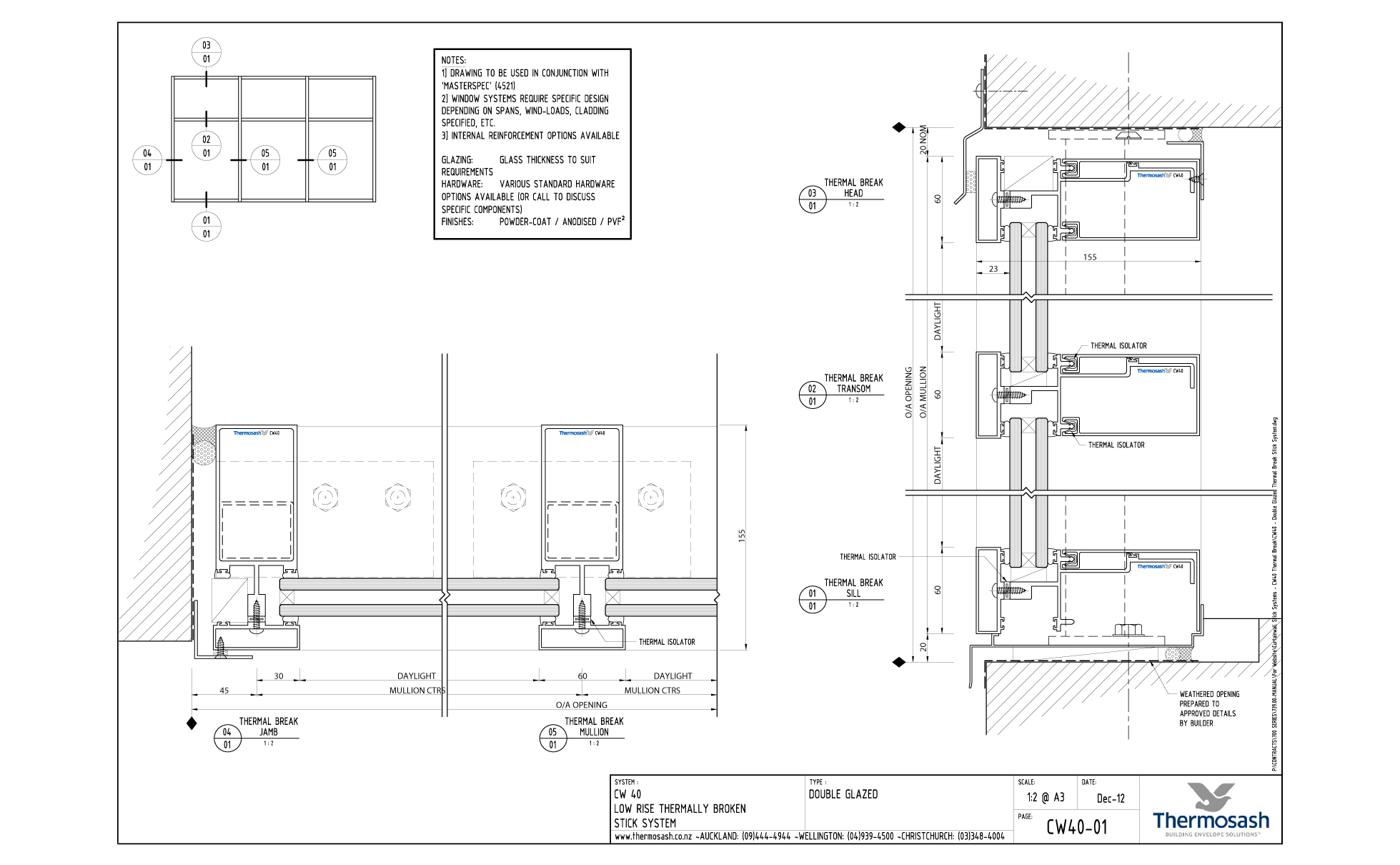 CAD Download - CW40 Double Glazed Thermal Break Stick System