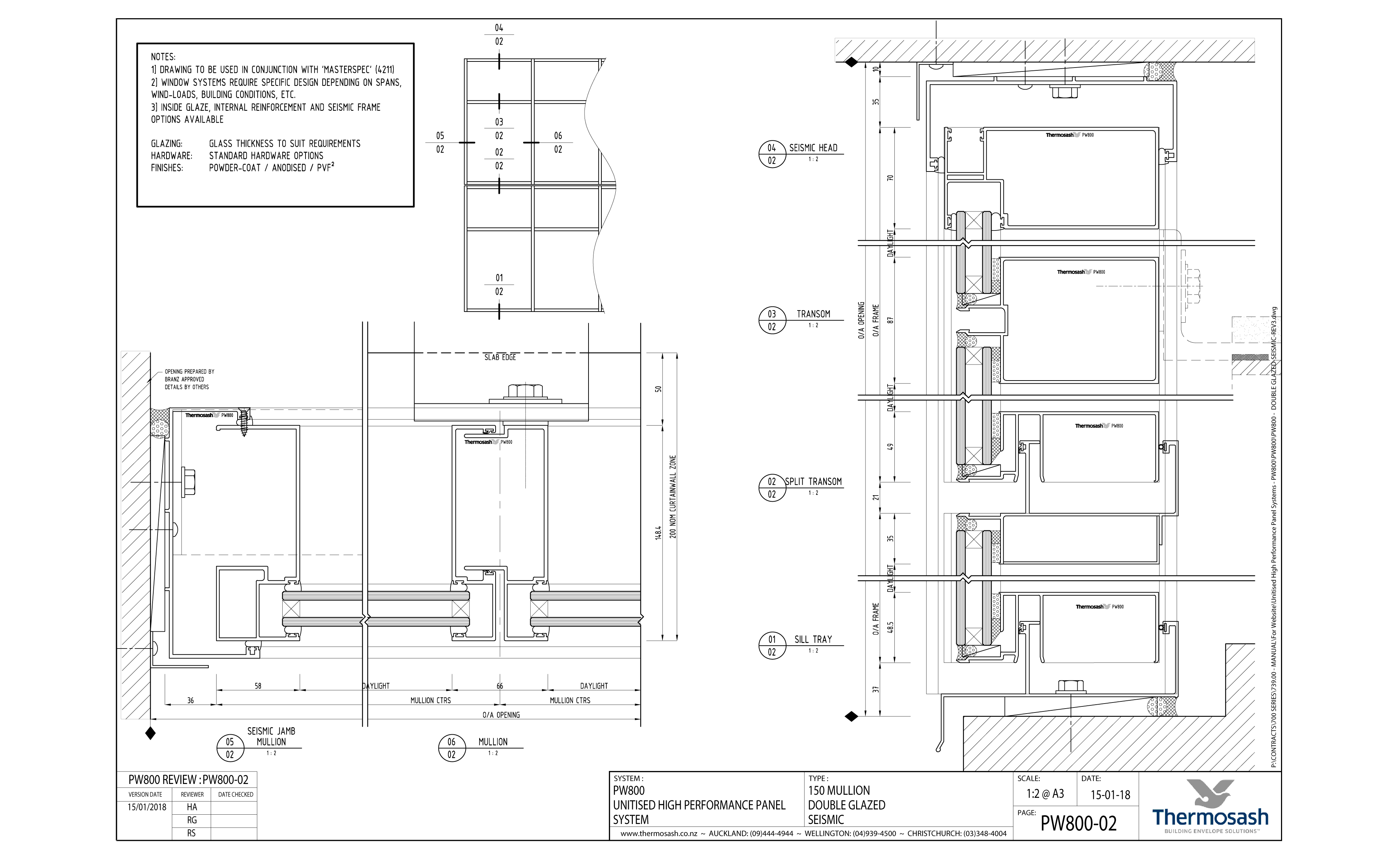 CAD Download - PW800 - 150mm Mullion Double Glazed Seismic