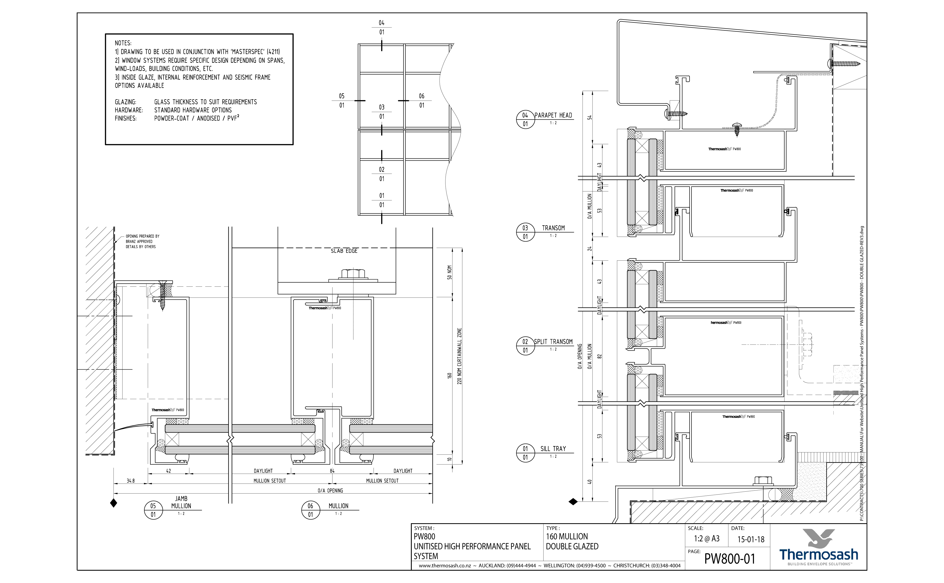 CAD Download - PW800 - 160mm Mullion Double Glazed